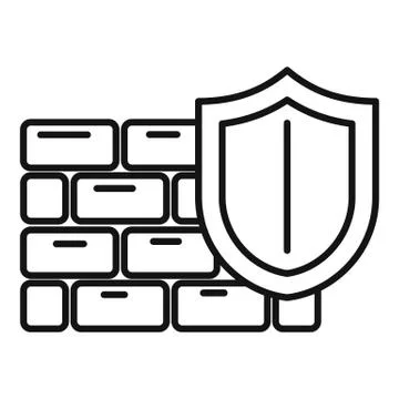 Shield firewall icon, outline style Stock Illustration