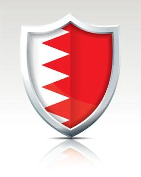 Shield with Flag of Bahrain Stock Illustration