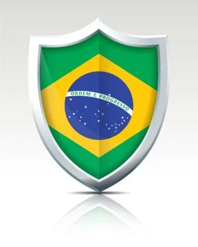 Shield with Flag of Brazil Stock Illustration