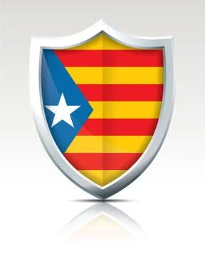 Shield with Flag of Catalonia Stock Illustration