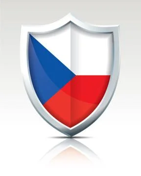 Shield with Flag of Czech Republic Stock Illustration