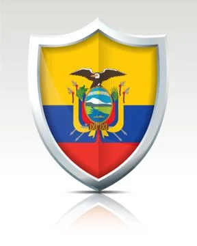 Shield with Flag of Ecuador Stock Illustration