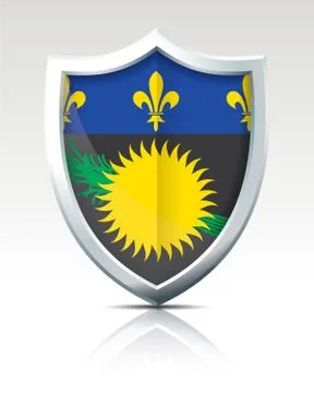 Shield with Flag of Guadeloupe Stock Illustration