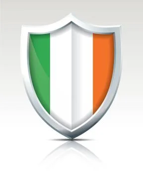 Shield with Flag of Ireland Stock Illustration