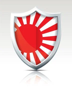 Shield with Flag of Japanese Naval Ensign Stock Illustration