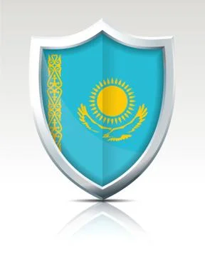 Shield with Flag of Kazakhstan Stock Illustration