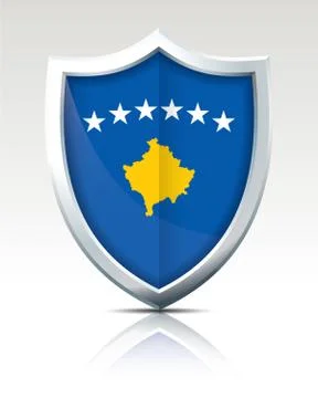 Shield with Flag of Kosovo Stock Illustration