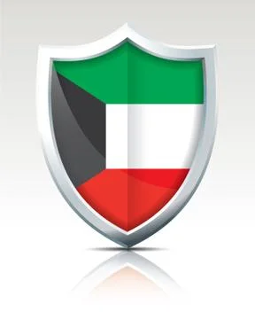 Shield with Flag of Kuwait Stock Illustration