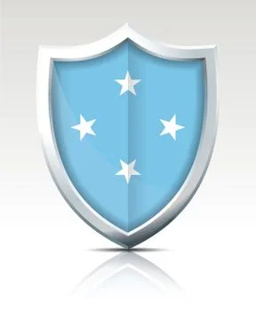 Shield with Flag of Micronesia Stock Illustration