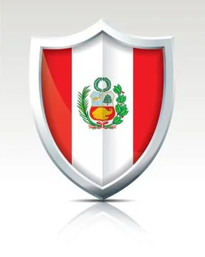 Shield with Flag of Peru Stock Illustration