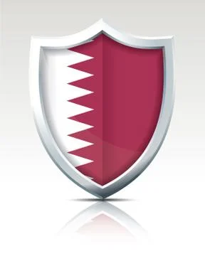 Shield with Flag of Qatar Illustrazione stock