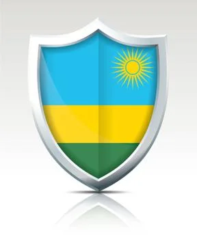 Shield with Flag of Rwanda Stock Illustration