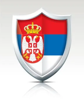 Shield with Flag of Serbia Stock Illustration