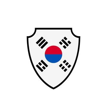 Shield flag of South Korea vector logo and icon Stock Illustration