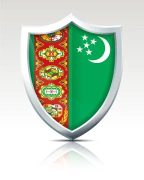 Shield with Flag of Turkmenistan Stock Illustration