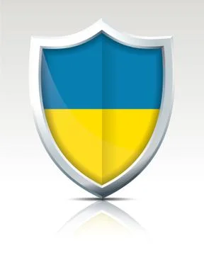 Shield with Flag of Ukraine Stock Illustration