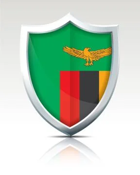 Shield with Flag of Zambia Stock Illustration