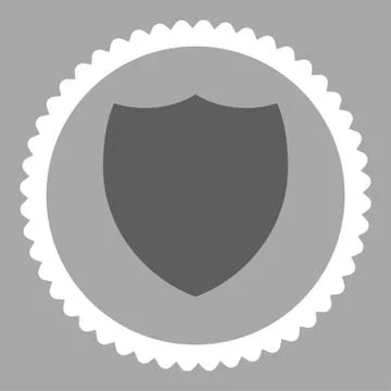 Shield flat dark gray and white colors round stamp icon Stock Illustration