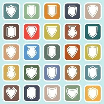 Shield flat icons on blue background Stock Illustration