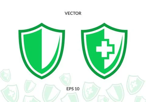 Shield Flat Vector Icon Logo. Security Icon. Protection Icon. Vector Medica.. Stock Illustration
