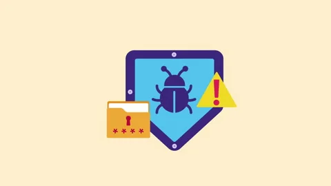 Shield With Folder and Bug Cyber Security 2d Animation with Alpha Matte Stock Footage 336293831