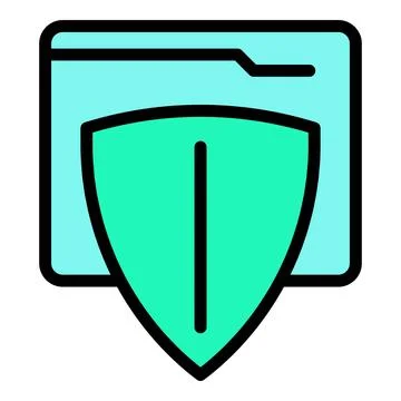 Shield folder icon vector flat Stock Illustration
