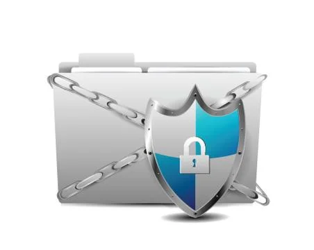 Shield with folder protection over white background 스톡 일러스트