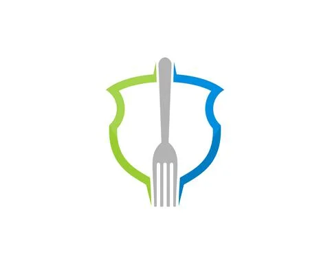 Shield with fork in the middle Stock Illustration