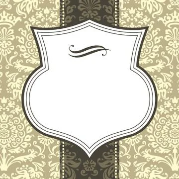 Shield Frame on Damask Background Stock Illustration