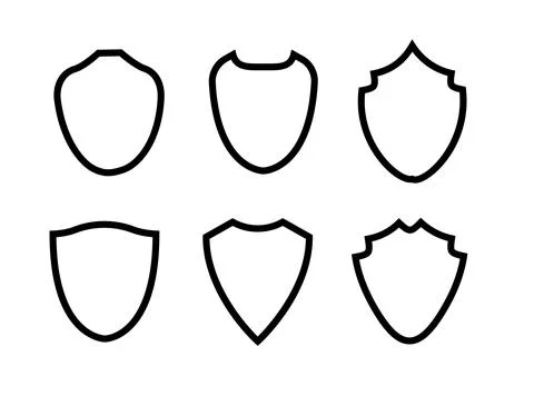 Shield frame set. Collection shield signs. Empty outline icons. Vector Stock Illustration