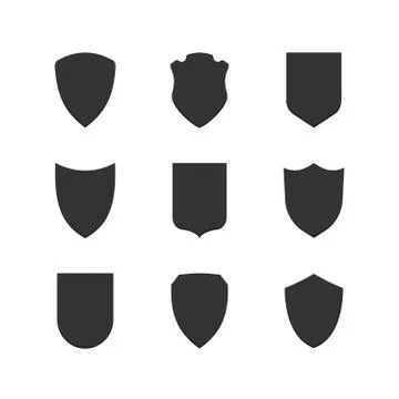 Shield frames simple icons set Stock Illustration