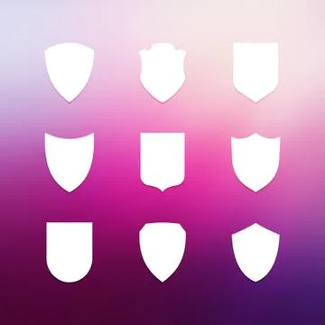 Shield frames simple icons set Stock Illustration