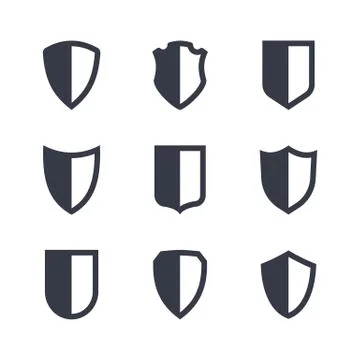 Shield frames simple icons set Stock Illustration