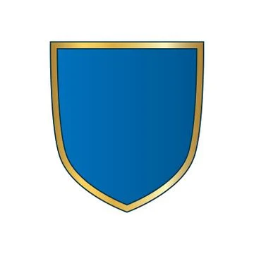 Shield gold blue icon shape emblem Stock Illustration