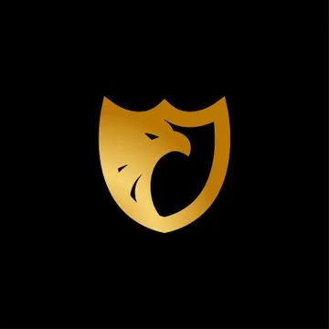 Shield gold eagle logo design template vector Stock Illustration