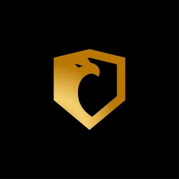Shield gold eagle logo design template vector Stock Illustration