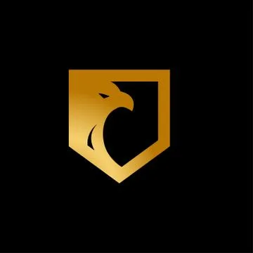 Shield gold eagle logo design template vector Stock Illustration