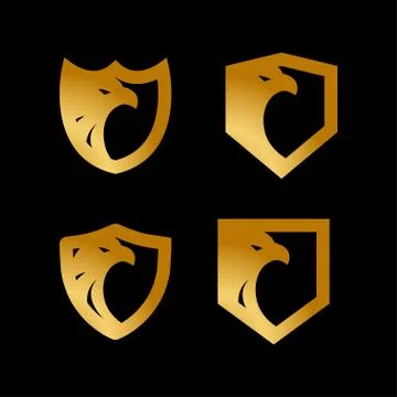 Shield gold eagle logo design template vector Stock Illustration