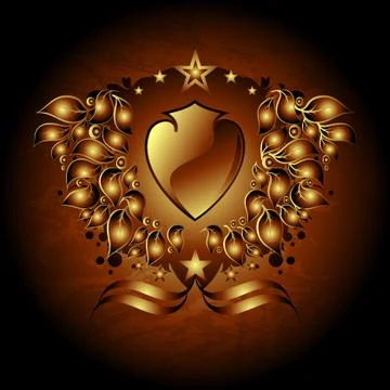 Shield golden Ilustração Stock