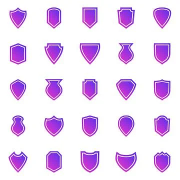 Shield gradient icons on white background Stock Illustration