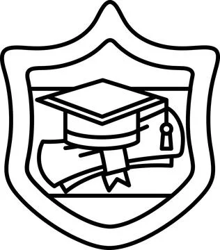 A shield with a graduation cap on it Stock Illustration