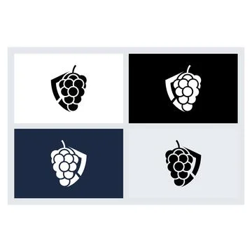 Shield Grape Logo Icon Vector Design Stock-Illustration