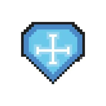 Shield guard 8 bits pixelated style icon Illustrazione stock