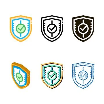 Shield guard protection approved mark multipack vector icon Illustrazione stock