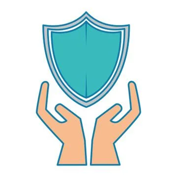 Shield guard security with hands Stock Illustration