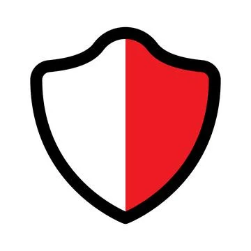 Shield half icon line isolated on white background. Black flat thin icon on.. 库存插图