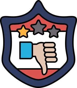 A shield with a hand giving a thumbs down Stock Illustration