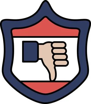 A shield with a hand giving a thumbs down Stock Illustration