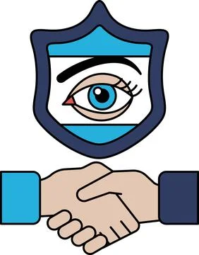 The shield has an eye on it, which could symbolize the importance of trust Stock Illustration