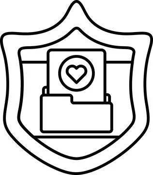 A shield with a heart and a folder on it Stock Illustration